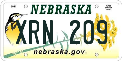 NE license plate XRN209