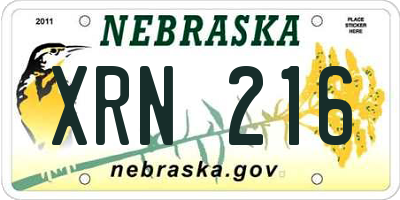 NE license plate XRN216