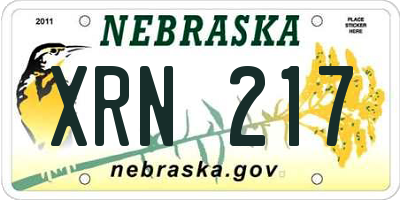 NE license plate XRN217