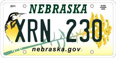 NE license plate XRN230