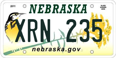 NE license plate XRN235