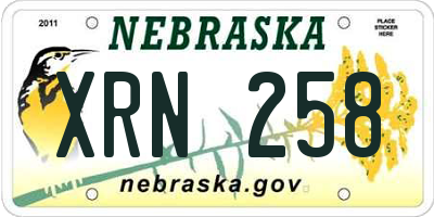 NE license plate XRN258