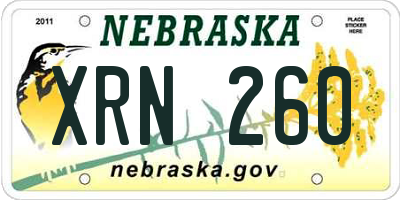 NE license plate XRN260