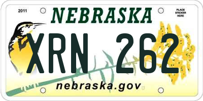 NE license plate XRN262