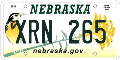 NE license plate XRN265