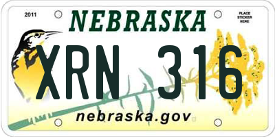 NE license plate XRN316