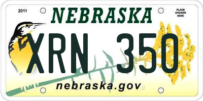 NE license plate XRN350