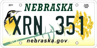 NE license plate XRN351