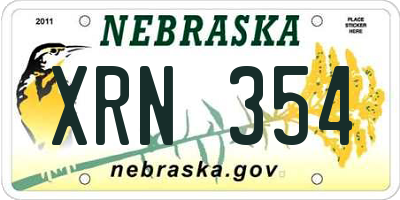 NE license plate XRN354