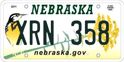 NE license plate XRN358