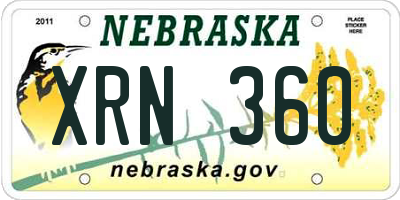 NE license plate XRN360