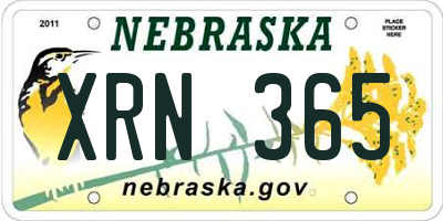 NE license plate XRN365