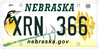 NE license plate XRN366