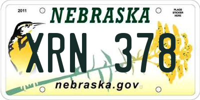 NE license plate XRN378