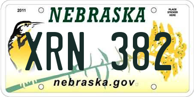 NE license plate XRN382