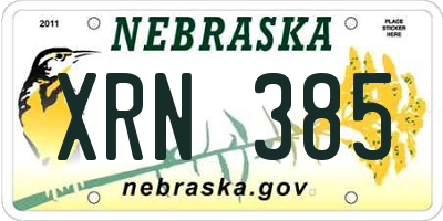 NE license plate XRN385