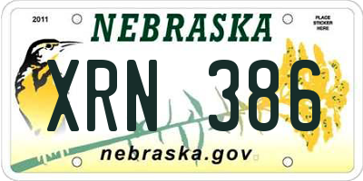 NE license plate XRN386