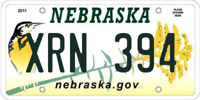 NE license plate XRN394