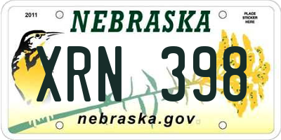 NE license plate XRN398
