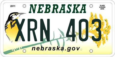 NE license plate XRN403