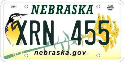 NE license plate XRN455