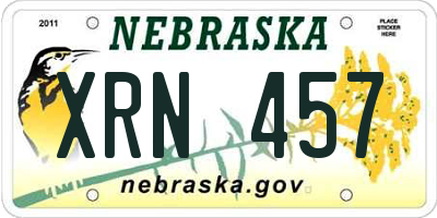 NE license plate XRN457
