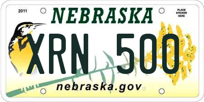 NE license plate XRN500