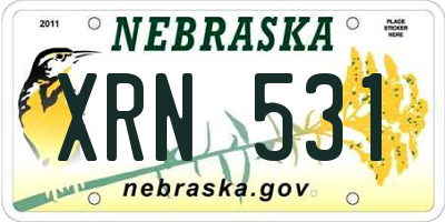 NE license plate XRN531