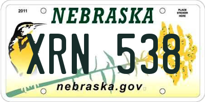 NE license plate XRN538