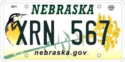 NE license plate XRN567