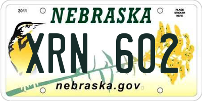 NE license plate XRN602