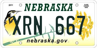 NE license plate XRN667