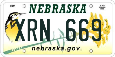 NE license plate XRN669