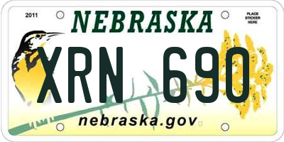NE license plate XRN690