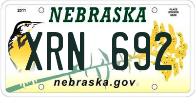 NE license plate XRN692