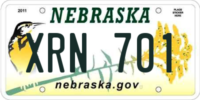 NE license plate XRN701