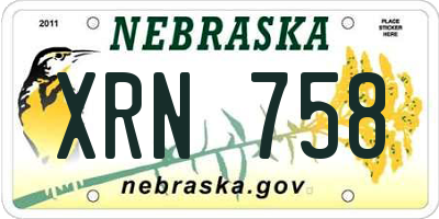NE license plate XRN758