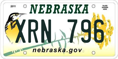 NE license plate XRN796