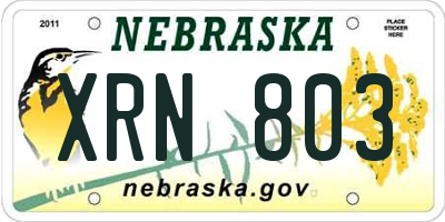 NE license plate XRN803