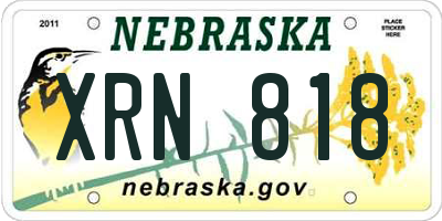 NE license plate XRN818