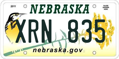 NE license plate XRN835