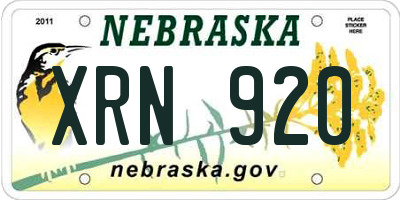 NE license plate XRN920