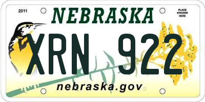 NE license plate XRN922