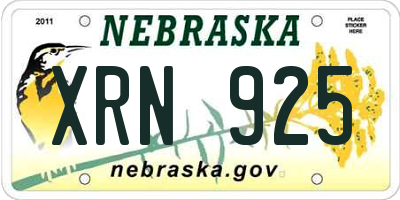 NE license plate XRN925