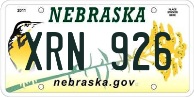 NE license plate XRN926