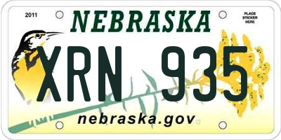 NE license plate XRN935