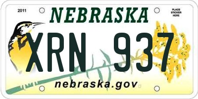 NE license plate XRN937
