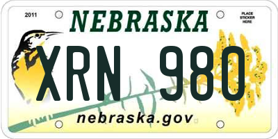 NE license plate XRN980