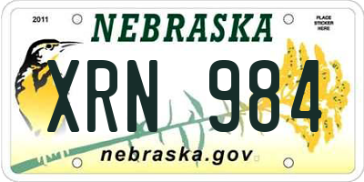 NE license plate XRN984