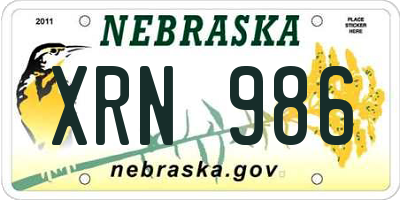 NE license plate XRN986